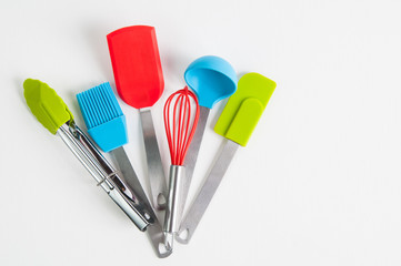 bright fun colorful kitchen baking utensils