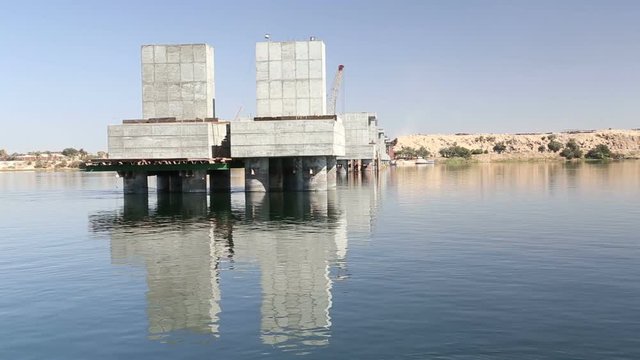 Concrete bridge foundations on the Nile