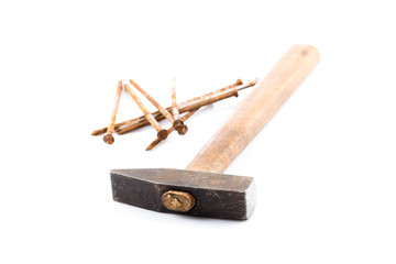 old hammer and nails