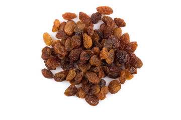 Sweet raisins on white