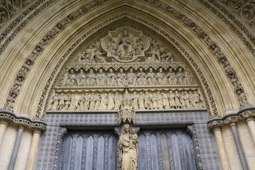 Westportal main entrance of Westminster Abbey in London, United Kingdom