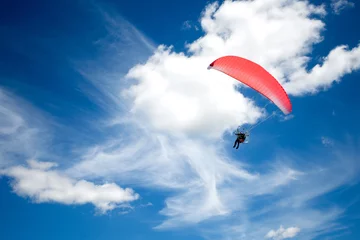 Deurstickers Luchtsport Paraplane in de blauwe lucht