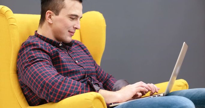 businessman working using a laptop in startup office