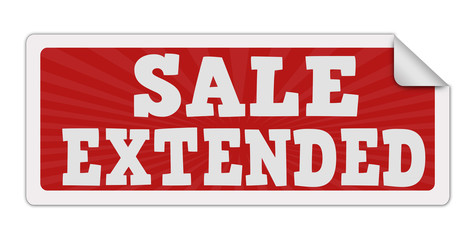Label with text sale extended inside