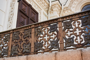 Church fence detail with cross motif