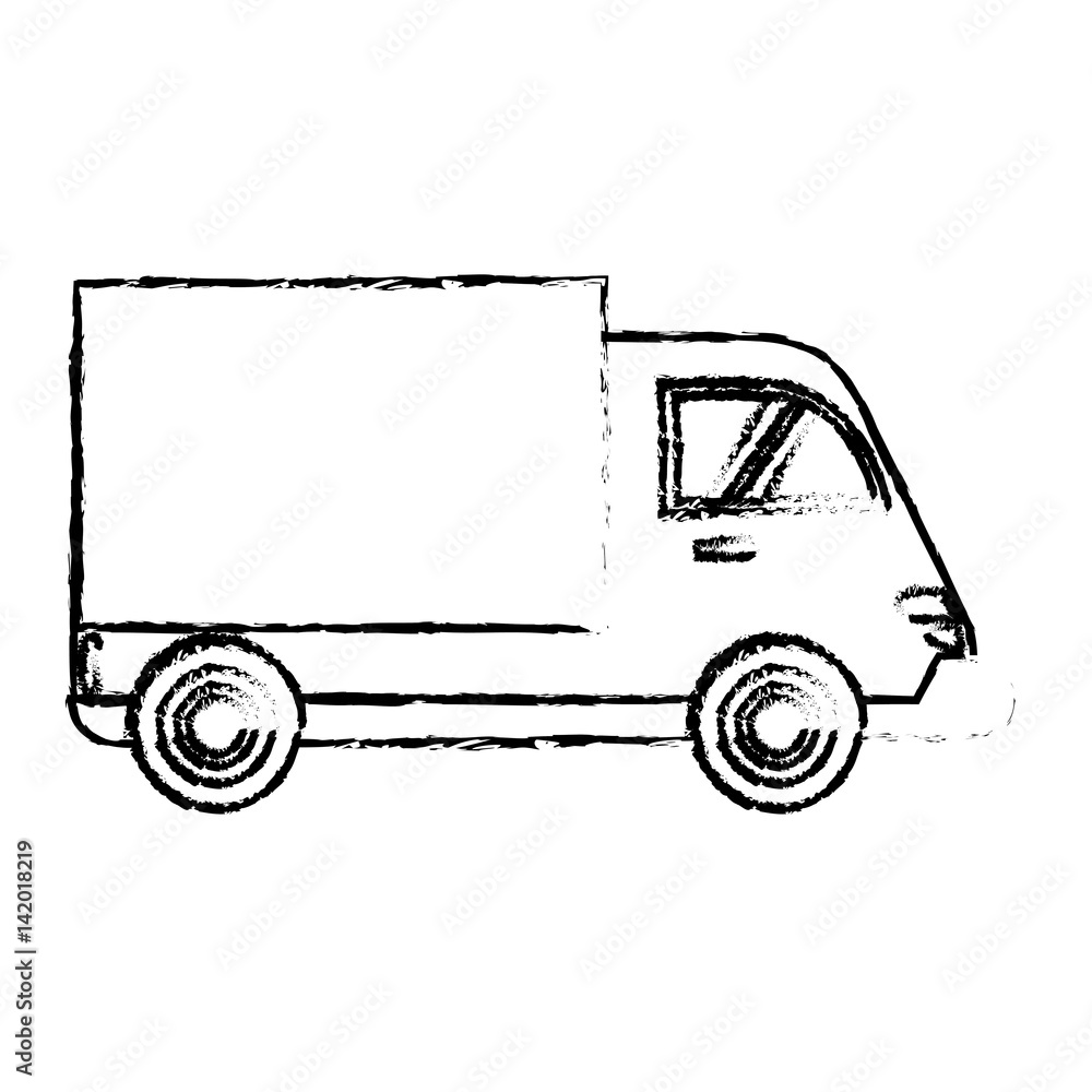 Canvas Prints delivery truck cargo transport sketch vector illustration eps 10