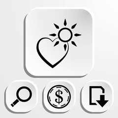 heart and the sun icon stock vector illustration flat design