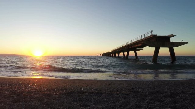 Old Wharf, Pier, South Italy, Lamezia Terme, Ruins, Real Time, 4k

