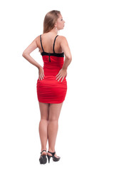 Fototapeta premium Studio photo of a beautiful girl on a white background