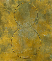 Number 8 on metal plate