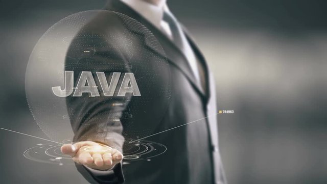 JAVA with hologram businessman concept