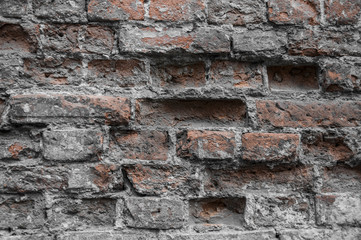  darkness in an old ruined brick wall