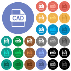 Fototapeta na wymiar CAD file format round flat multi colored icons