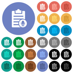 Voice note round flat multi colored icons