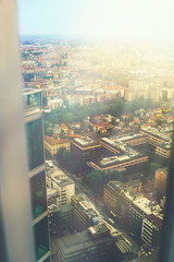 Fototapeta na wymiar Beautiful multi colored toned aeroview image of Milan