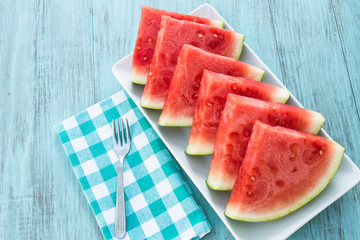 Slices of Delicious Watermelon Snack on Plate