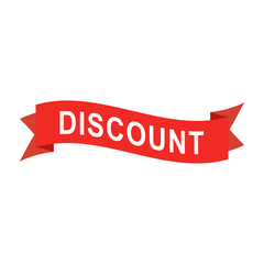 Discount text on red ribbon