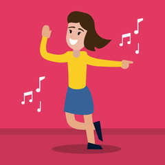 happy woman music dancing vector illustration eps 10