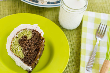 Green and Chocolate Pistachio Cake Dessert