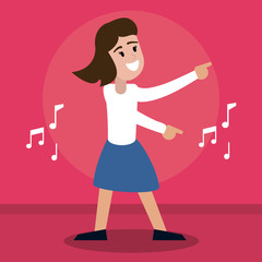 happy woman music dancing vector illustration eps 10