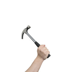 Hand Holding a Hammer with Clipping Path