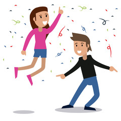 couple dancing party confetti celebration vector illustration eps 10