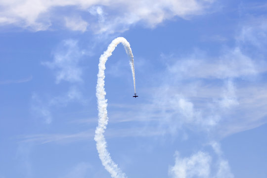 A Plane Performing In An Air Show At Jones Beach