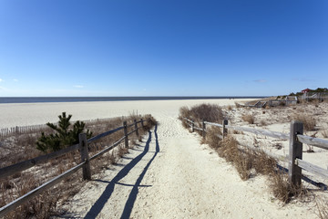 Fototapeta na wymiar Sandy path to Cape May beach.
