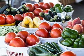 Baskets of Vegetables at Farmers Market