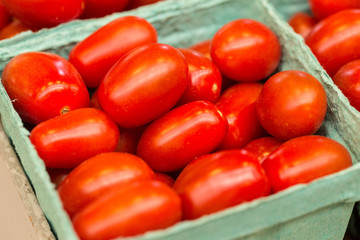 Tomatoes in Carton at Farmers Market