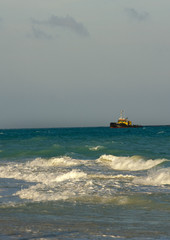 Morning waves at Caribbean sea