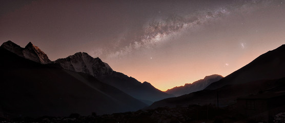 Sunset and the starry milky way