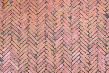 Brown bricks pavement pattern for background, natural texture