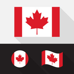 Fototapeta na wymiar Set of Canada flag flat design vector illustration