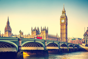 Naklejka premium Big Ben i most Westminster w Londynie