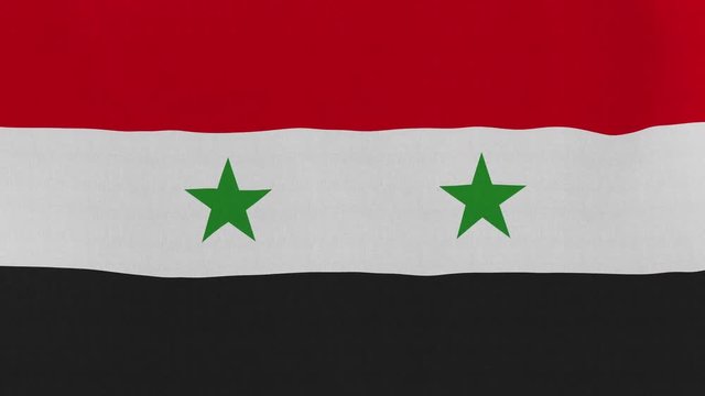 Loopable: Flag of Syria...Syrian official flag gently waving in the wind. Highly detailed fabric texture for 4K resolution. 15 seconds loop.