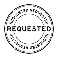 Grunge black requested rubber seal stamp on white background