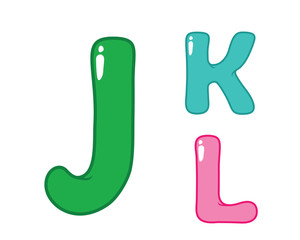 Modern Cute Eye Candy Balloon Alphabet Letter Set - J, K, L