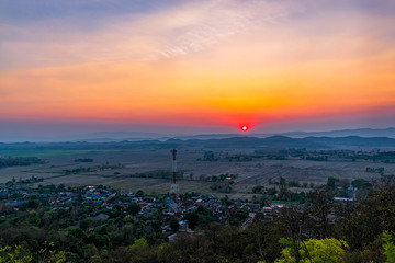 Sunset on the mountain in Chiang Rai,North of Thailand