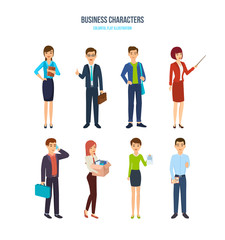 Business characters. Office employees in different situations.