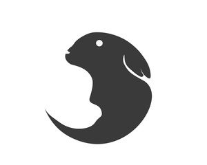 Modern Cute Animal Mother And Children Warm Hug Logo - Rabbit Family Yin And Yang