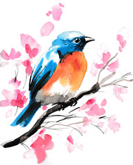 Bird on a blossoming tree