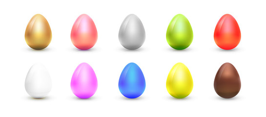 Set of elegant realistic easter eggs isolated on white background. Vector design