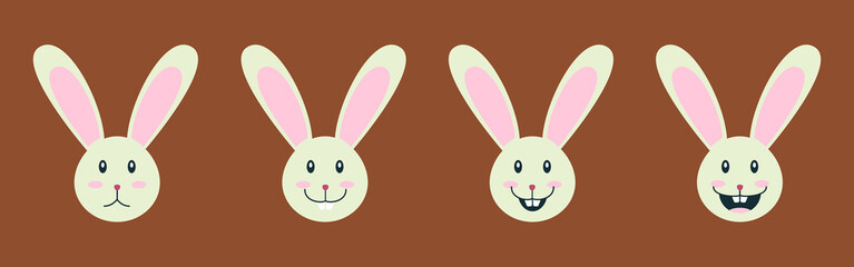 Easter holidays bunny emoticon. Elegant vector design of positive rabbit emojis