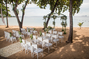 Romantic wedding setup at the beach