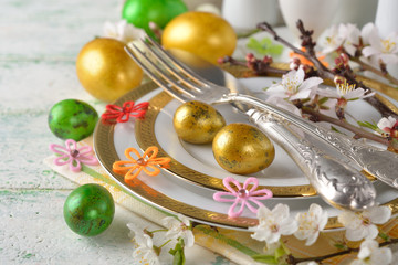 Easter eggs on a plate