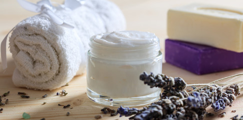 Lavender cream and soaps - spa concept