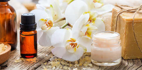 Moisturizing cream and orchid - spa concept