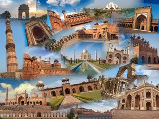 Collage Of India Historical Monuments Architectural Buildings And Ruins A Tour Travel Banner Collage Of India Historical Monuments Architectural Buildings And Ruins A Tour Travel Banner