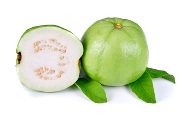 Guava (tropical fruit) on white background